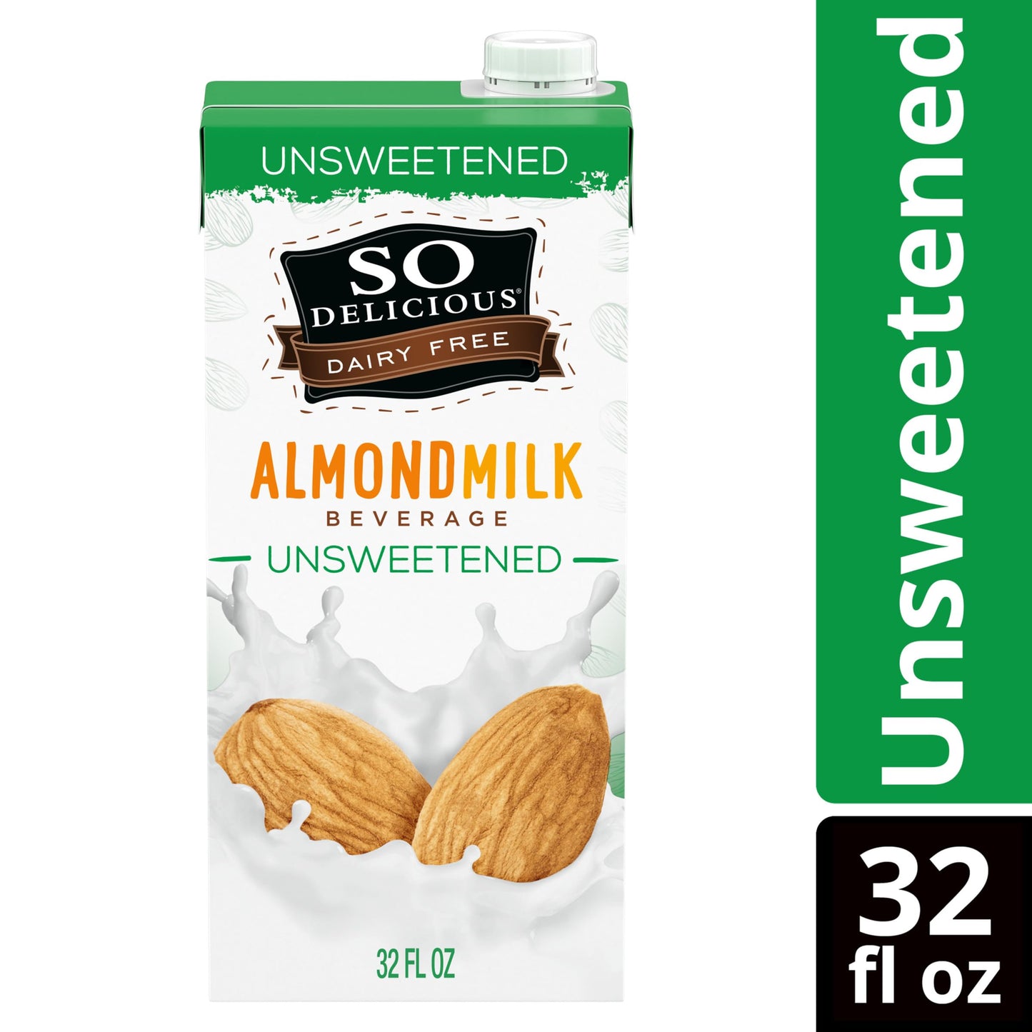 So Delicious Dairy Free Shelf-Stable Almond Milk, Unsweetened, Vegan, Non-GMO Project Verified, 1 Quart (Pack of 6)