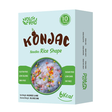 VOLO VERO Konjac Rice, 10 Packs Low Carb Shirataki Rice, Keto, Vegan, Gluten-Free, Sugar-Free, Low Calorie, Low GI, Fat-Free, Re