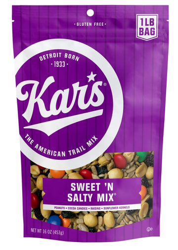 Kars Nuts Sweet N Salty Trail Mix, 16 oz Resealable Pouch (Pack of 6), Gluten-Free Trail Mix Snack