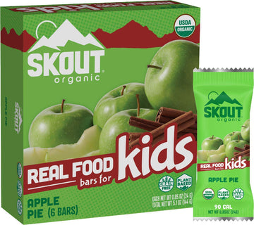 Skout Organic Apple Pie Real Food Bars For Kids (6 Pack) Organic Snacks For Kids School Snacks & Lunch Snacks No Refined Suga