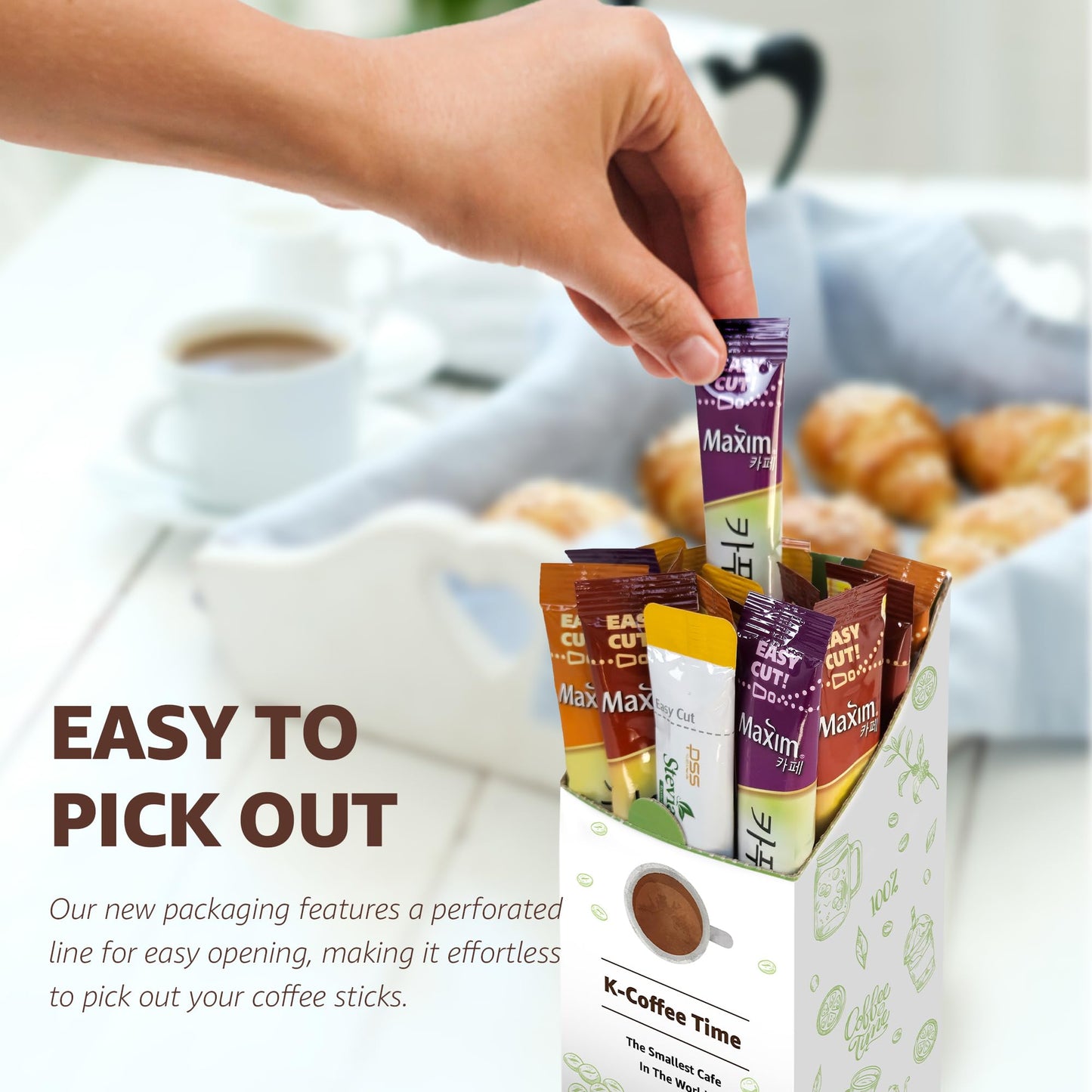 Cutie Mango Maxim Caf   & Stevia Variety 20 Sticks Premium Korean Style Instant Coffee Mix Sampler Cappuccino Hazelnut Mocha Lat