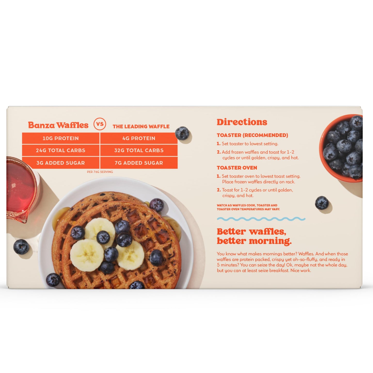 Banza Gluten-Free Waffles, Blueberry Waffles 10g Protein | Lower Carb | High Fiber | High Protein | Plant Based Waffles | 8oz