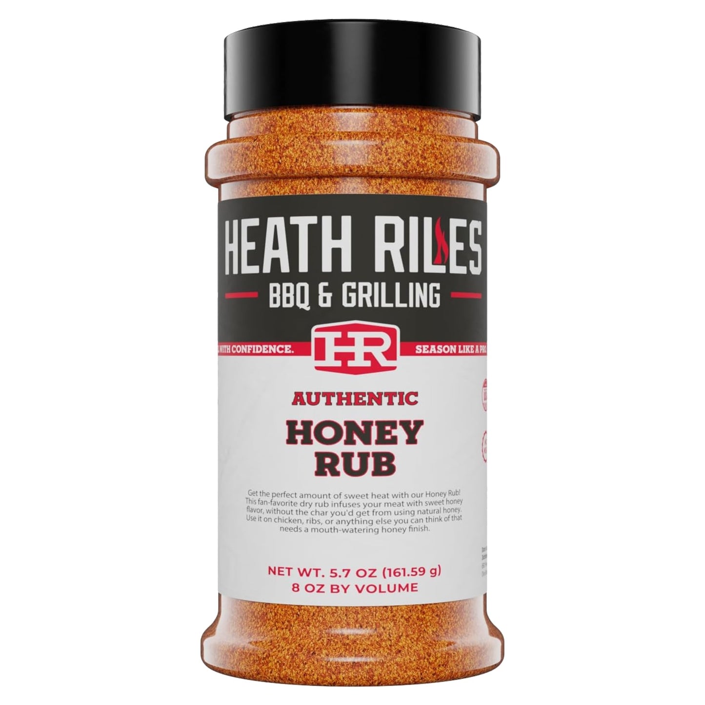 Heath Riles Bbq Rub - Honey Seasoning Champion Pitmaster Recipe Legendary Bbq Rubs For Aromatic Use & Grilling 80+ Bbq Championships 8 Oz.
