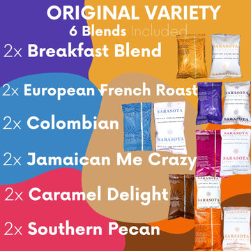 Ground Coffee Variety Packs, Ground Coffee Sampler Packs, Assorted Variety Coffee Packs, Coffee Packets, Medium, Dark, & Flavore