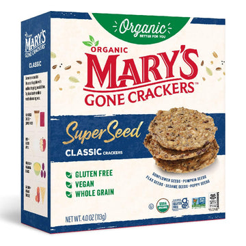 Marys Gone Crackers Super Seed Crackers, Classic, 4 Ounce (Pack of 1), Organic Plant Based Protein, Gluten Free