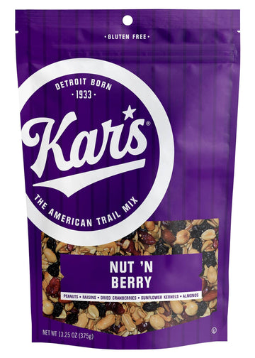 Kars Nuts Nut N Berry Trail Mix, 13.25 oz - Resealable Pouch (Pack of 6), Gluten-Free Trail Mix Snack