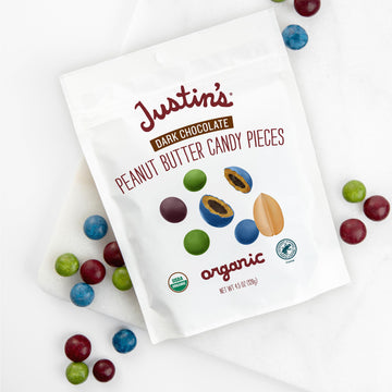 Justin's Dark Chocolate Peanut Butter Candy Pieces, 4.5oz - Organic, Gluten Free, Non-GMO, Rainforest Alliance Certified