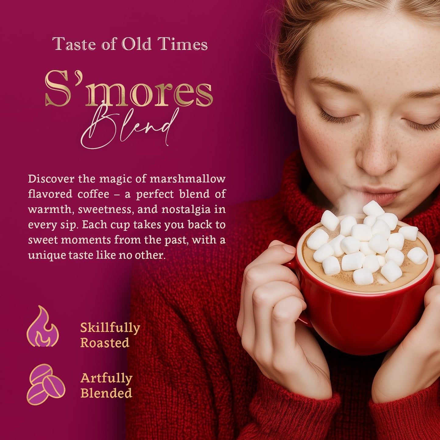 Smores Flavored Whole Bean Coffee - Organic, Single Origin, Medium Roast, 100% Arabica, Naturally Flavored - 16 Oz Bag - By Coff
