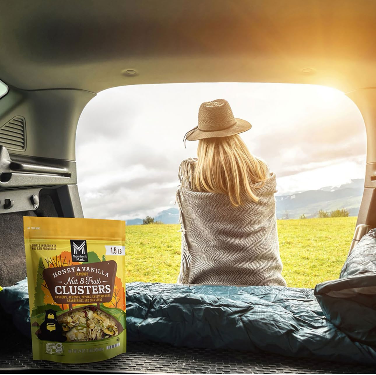 Honey Vanilla Nut & Fruit Clusters - 24 oz, Resealable Pouch, Cashews, Almonds, Cranberries, Chia Seeds, Perfect Crunchy Snack f