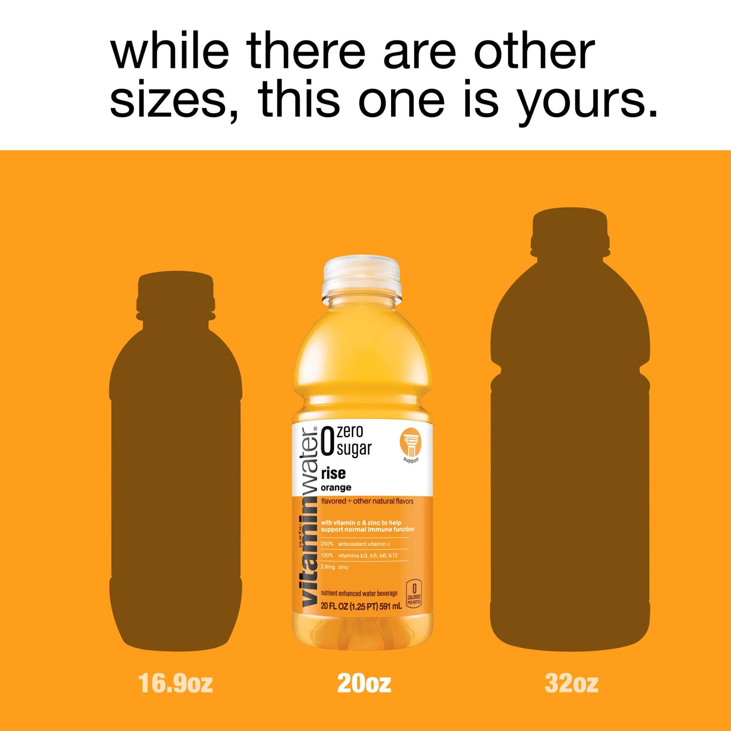 vitaminwater Zero Sugar Rise, Electrolyte Enhanced Orange Drink, 20 fl oz, 12 Pack - Refreshing Vitamin-Infused Hydration