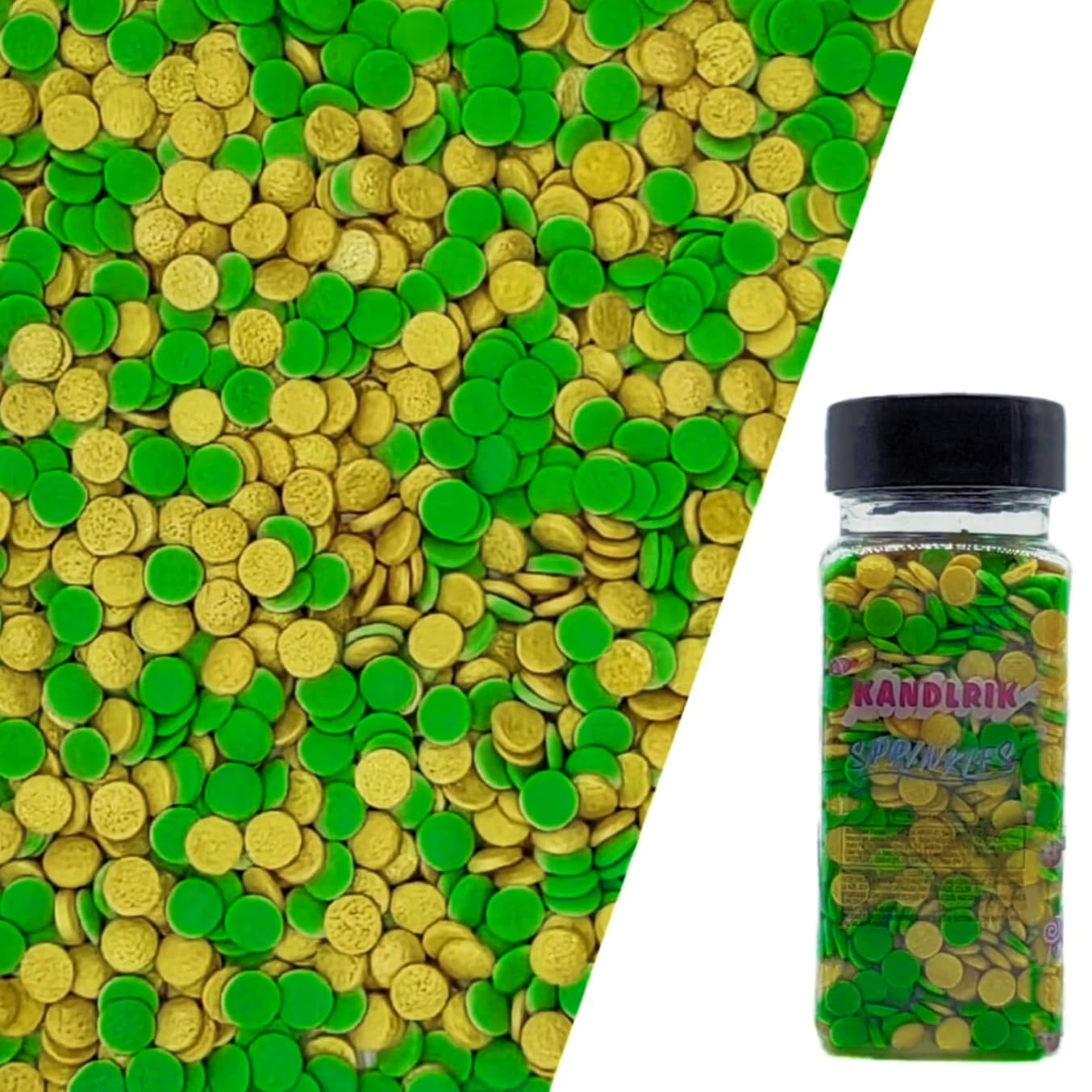 St. Patricks Day Dark Green & Gold Sequins Edible Sprinkles Pastel Confetti Sequins Sprinkles Decorating Perfect for Cakes,Cupc