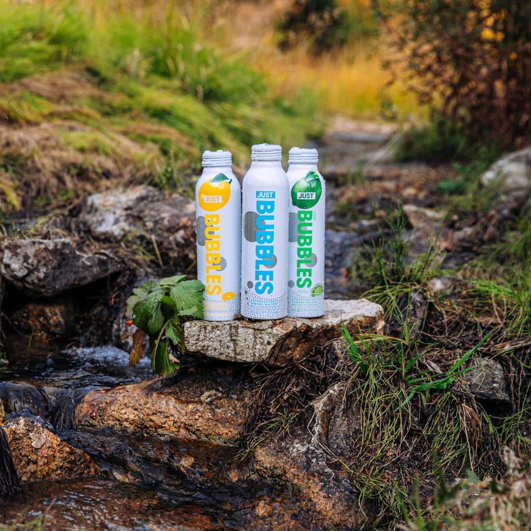Just Bubbles Lime - Pure Premium Sparkling Spring Water In A Fully Recyclable Reusable Eco-Friendly Bottle - 100% Mountain-Sourc