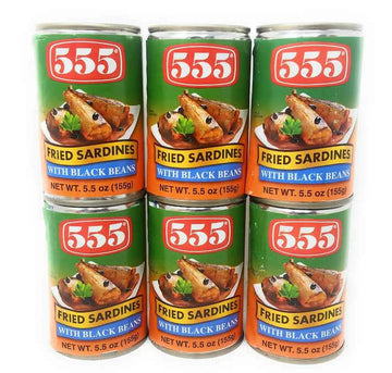 555 Fried Sardines with Black Beans 5.5oz (155g), 6 Pack