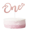 Alissar Glitter Double Sided Rose Gold One Cake Topper For 1St Birthday, Cake Topper For 1St Birthday Boy And Gilr, First Annive