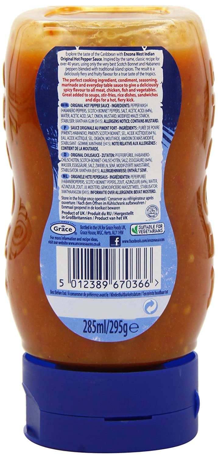 Encona West Indian Original Hot Pepper Sauce 285ML