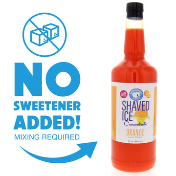 Hypothermias Shaved Ice Syrup Concentrate - Orange - 32 Fl Oz - Makes 8 Gallons - Unsweetened, Add Sweetener and Water