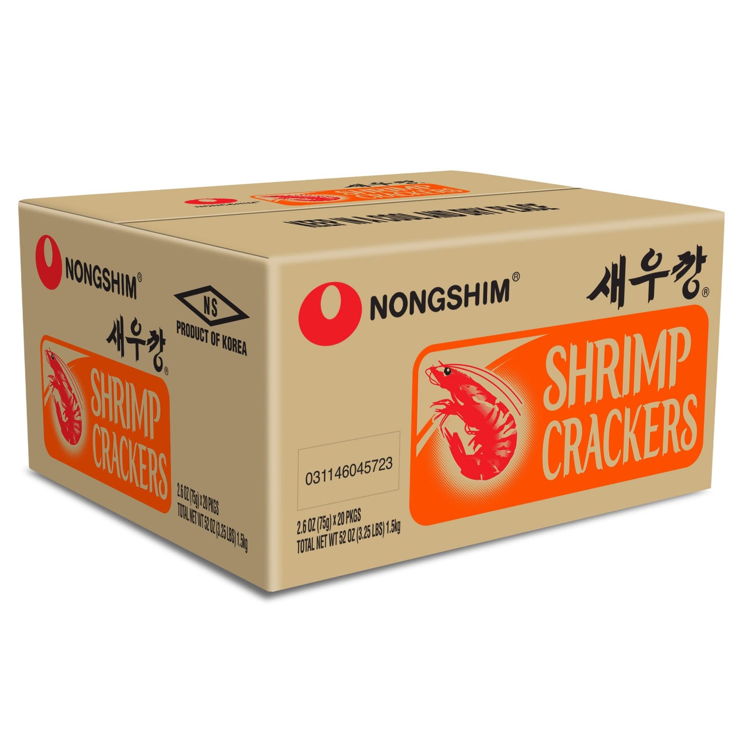 Nongshim Shrimp Crackers, Original Flavor, Crispy Baked Korean Snack, 2.6 oz Bags (Pack of 20) - PACKAGING MAY VARY