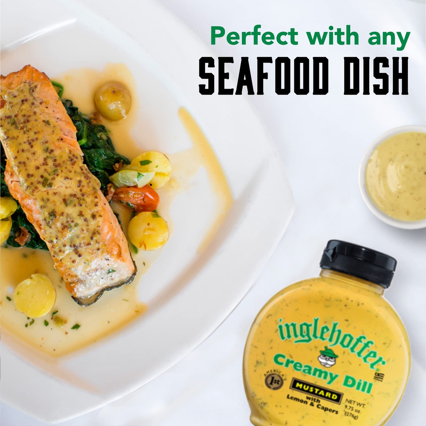 Inglehoffer Creamy Dill Mustard, 9.75 Oz Squeeze Bottle - Gourmet Flavor for Sandwiches & Dips