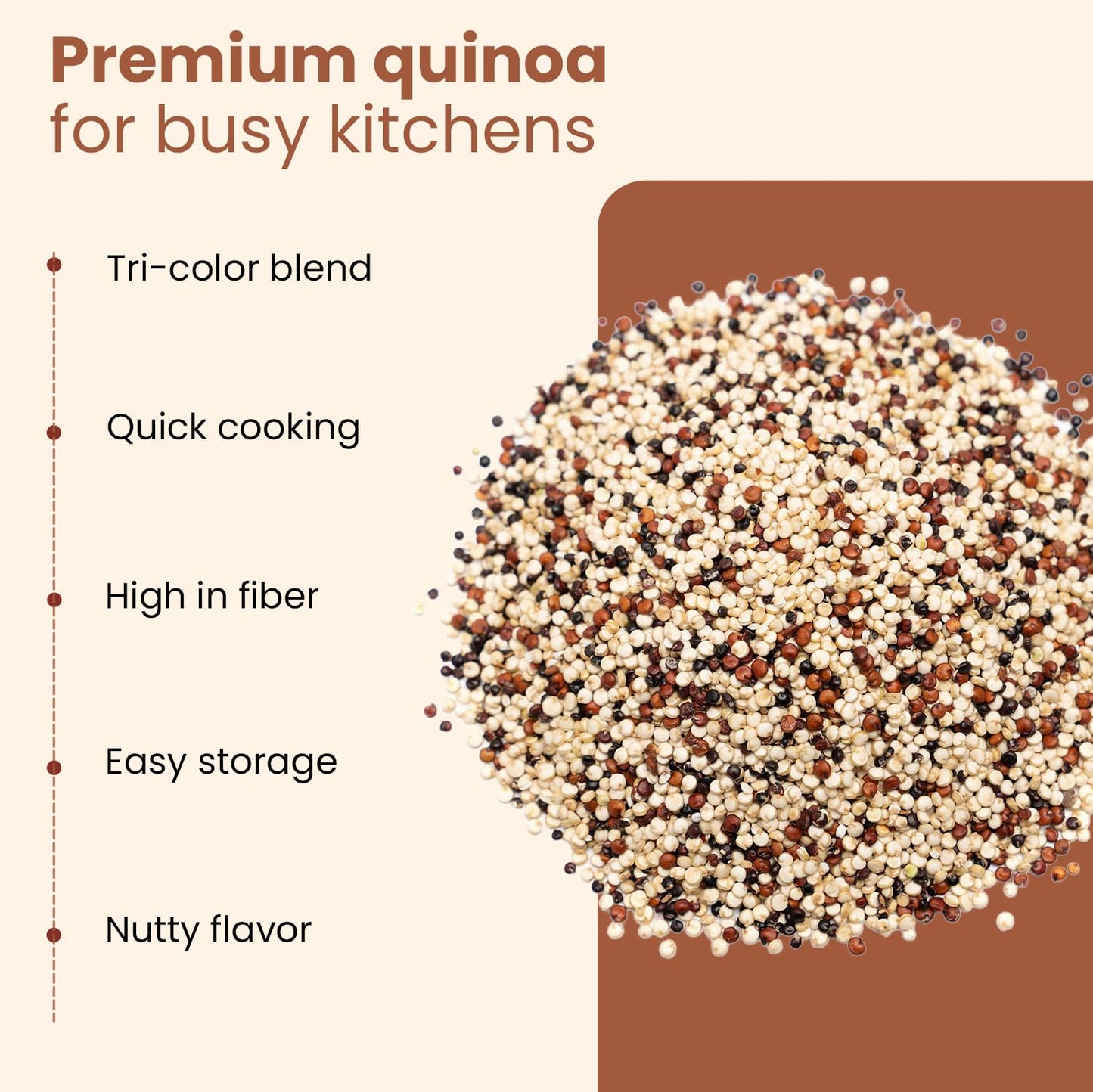 Wellsley Farms Organic Tri-Color Quinoa | Usda Certified Organic, Gluten-Free, Non-Gmo, Kosher | Vegan Protein Source | High Fib