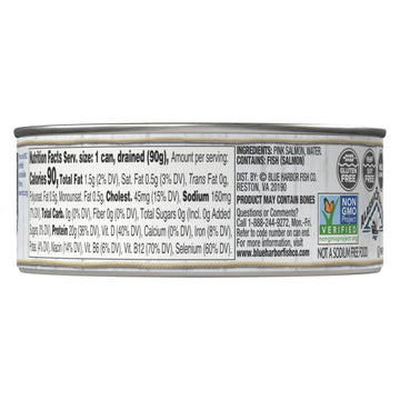 Blue Harbor Fish Co. Wild Pink Salmon In Water No Salt Added - 5 Oz Can (Pack Of 12)