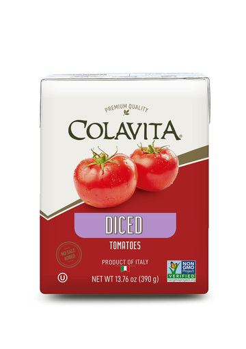 Colavita Italian Diced Tomatoes, Perfect For Chunky Sauces And Pasta Dishes, Or As A Topping For Bruschetta And Soups, Tetra Recart Box, Eco-Friendly, Sustainable 13.76 Ounce (Pack Of 16)