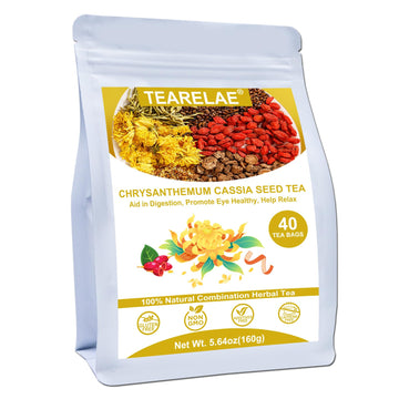 Tearelae - Chrysanthemum Cassia Seed Tea - 4G X 40 Count - Burdock Root, Goji Berry, Honeysuckle, Osmanthus - Combination Herbal Tea Bag