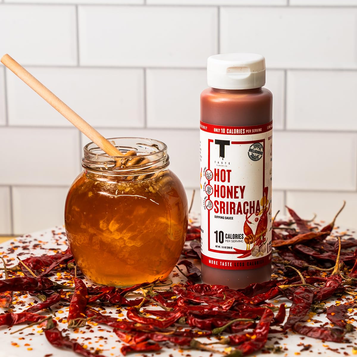 Taste Flavor Co. Wing Sauce And Marinade, Great Tasting, Keto Friendly, Low-Calorie Sauce (Hot Honey Sriracha)