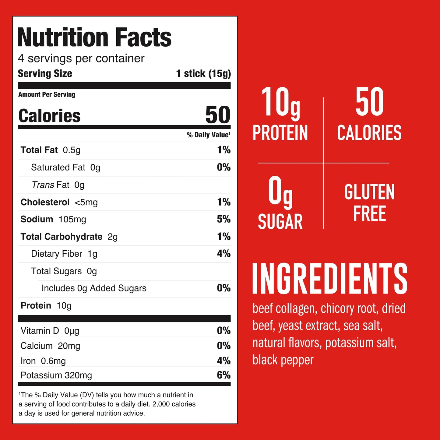 Lonolife Low-Sodium Beef Bone Broth Sticks: 10G Protein, Keto-Friendly - 24 Portable Servings