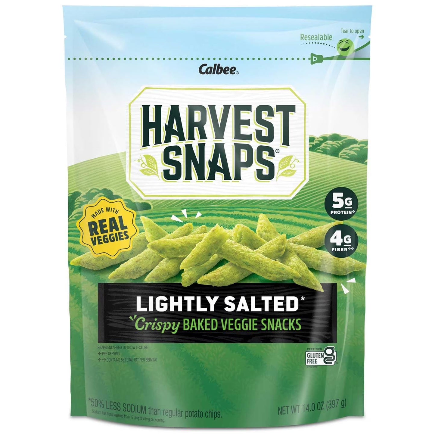 Harvest-Snap Baked Green Pea Snacks, 14 oz Bag - Original Lightly Salted - Plant-Based Protein, Gluten-Free, and Non-GMO - Healt