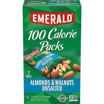 Emerald Nuts, Natural Walnuts & Almonds, 100 Calorie Packs, 7 Ct, 3.92 Oz (Pack Of 2)