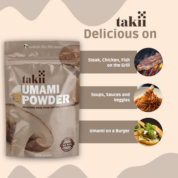 Takii Umami Powder, Made from Shiitake Mushrooms, Add Instant Flavor and Depth to All Your Favorite Dishes (2 Bags)