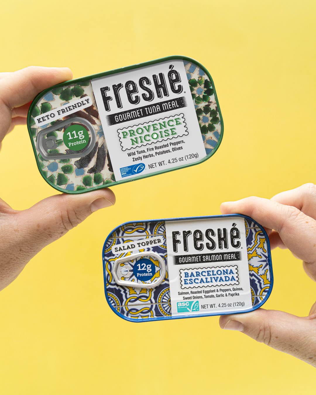 Freshé Canned Salmon Barcelona Escalivada (10 Pack) - Mediterranean Style Atlantic Salmon In Olive Oil With Lemon - Sustainably Farmed Tinned Fish (4.25Oz Cans)