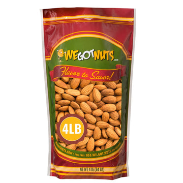 We Got Nuts Jumbo California Almonds 64Oz (4 Pounds) (Whole, Naturel, Non Gmo, Shelled, Unsalted)