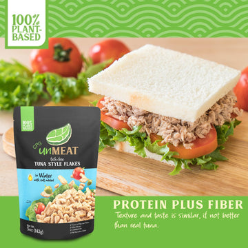 Unmeat Plant Based Tuna Style Flakes | Easy To Prepare Plant Based Tuna Pouch | Tuna In Water, 5 Ounce Pouch (Pack Of 6)