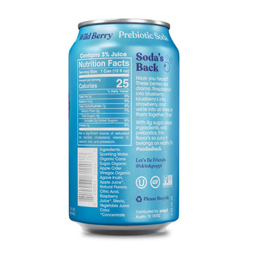 poppi Sparkling Prebiotic Soda, Wild Berry, 12 Fl Oz (Pack of 12)