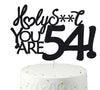 Veegood Happy 54th Birthday Cake Topper - Funny & Glitter Black, 54th Decorations
