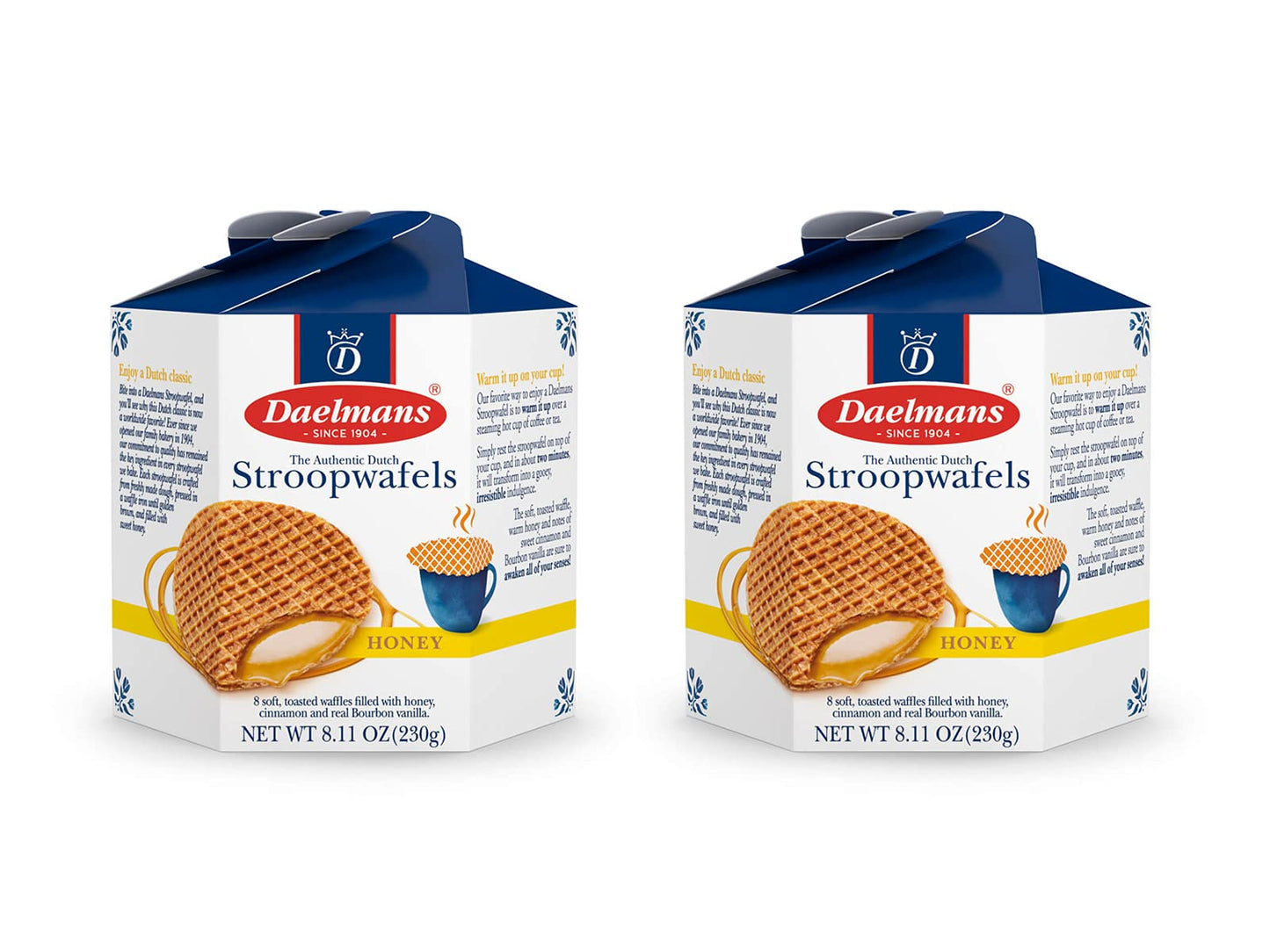 Daelmans Stroopwafels Dutch Waffles Soft Toasted Honey Office Snack Kosher Dairy Authentic Made In Holland 8 Stroopwafels Per Box 1 Box 8.11Oz (Pack Of 2)