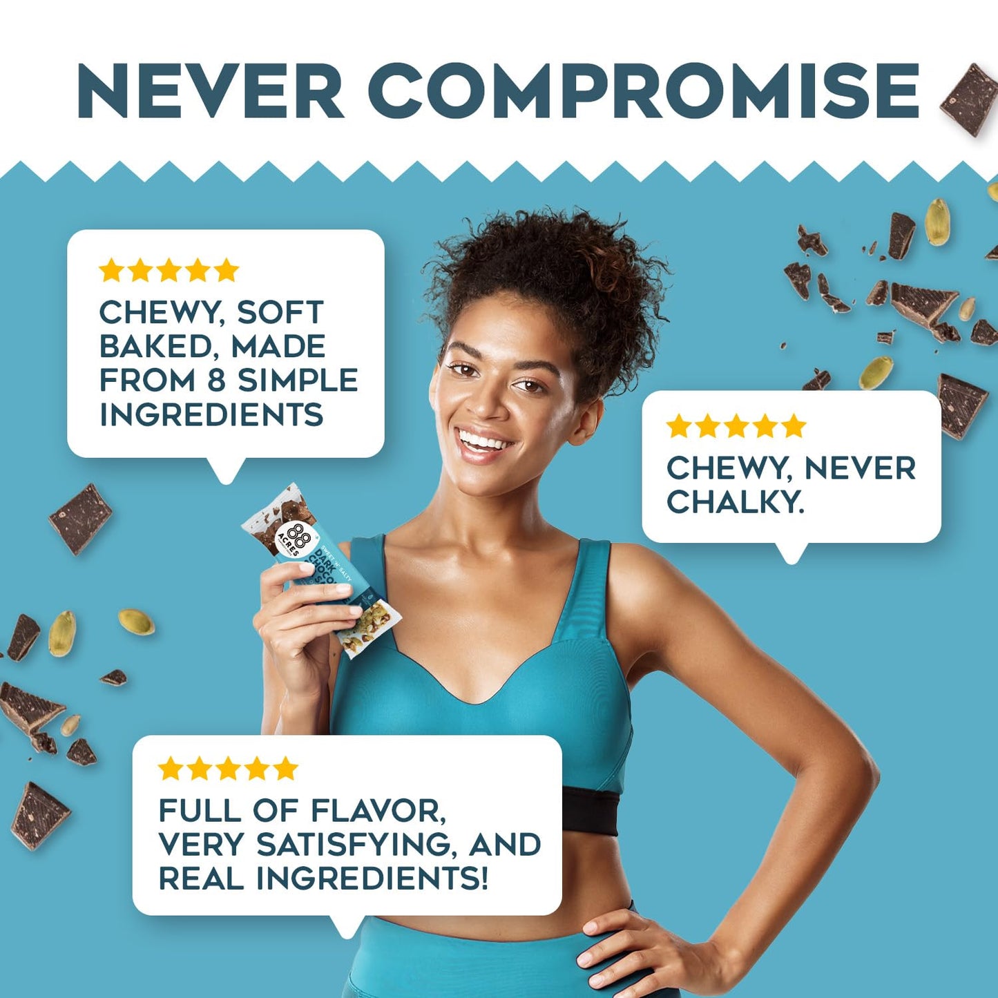 88 Acres Granola Bars | Dark Chocolate Sea Salt | Gluten Free, Nut-Free Oat And Seed Snack Bar | Vegan & Non Gmo | 12 Pack