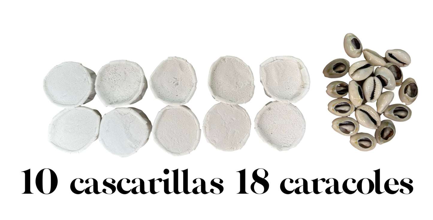 Generic Cascarilla 10 Pack, Manteca De Corojo 2 Oz, Maiz Tostado, Jutia Y Pescado Ahumado 2 Onzas Cada Uno Y Cowrie Shells Set O