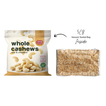 Spicy World Raw Cashews Whole 5 Pound Bulk - Unsalted, Natural & Pure, No Chemicals