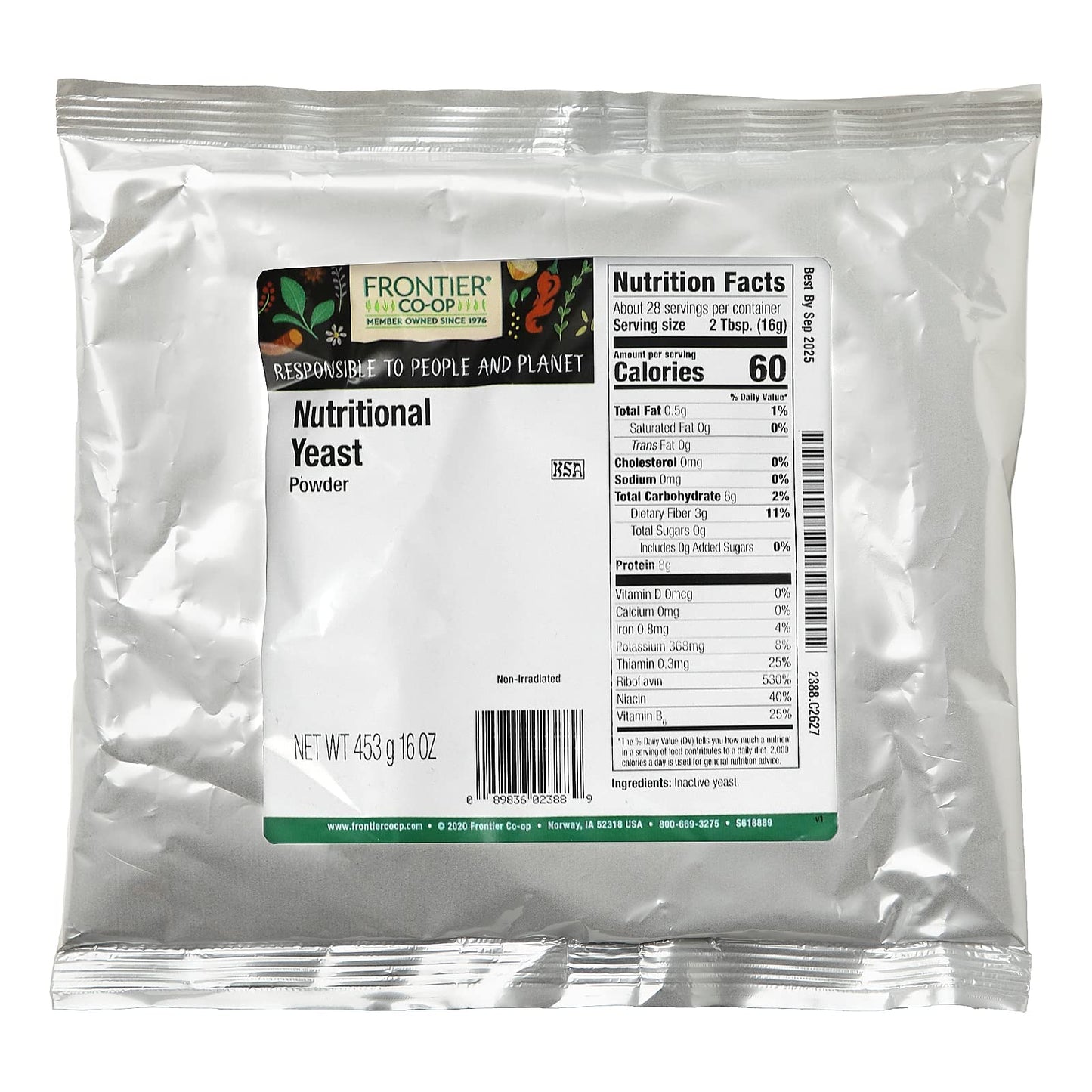 Frontier Co-Op Powder Nutritional Yeast 1Lb