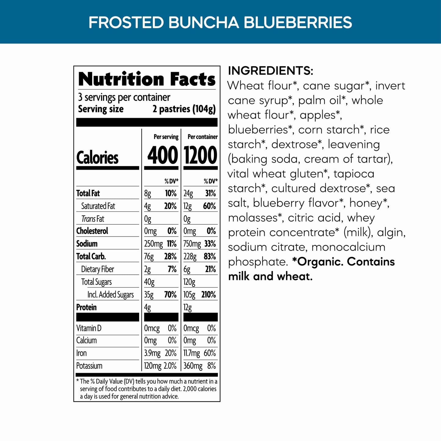 Nature'S Path Organic Frosted Buncha Blueberries Toaster Pastries, 11 Oz (Pack Of 1), Non-Gmo