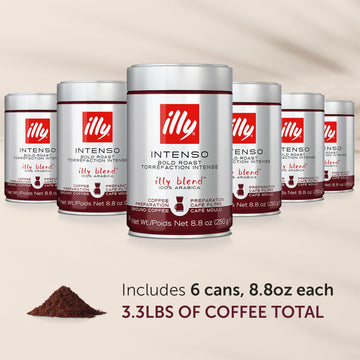 Illy Drip Coffee - Ground Coffee - 100% Arabica Ground Coffee - Intenso Dark Roast - Warm Notes Of Cocoa & Dried Fruit - No Pres