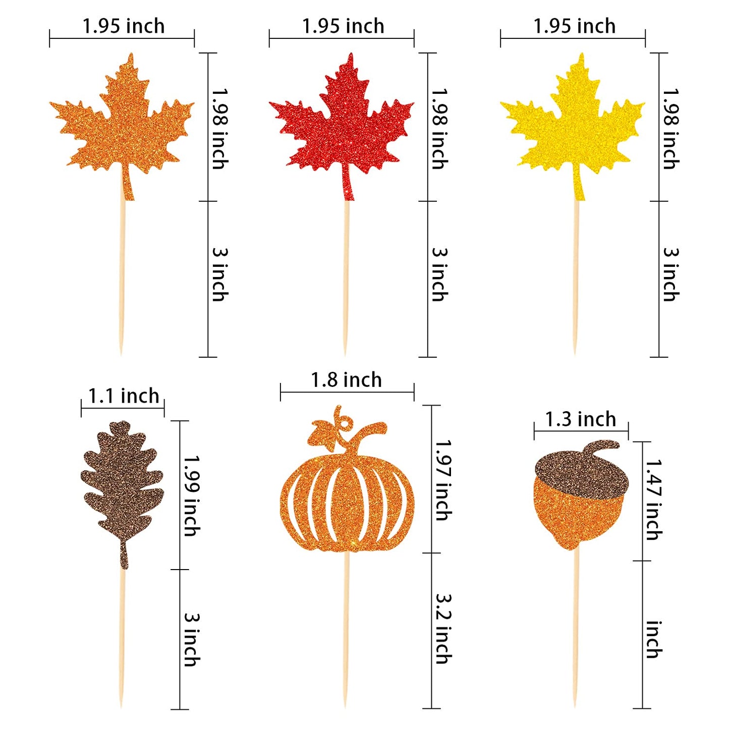 48 Pcs Thanksgiving Cupcake Toppers Fall Cupcake Toppers Thanksgiving Cake Decorations Happy Thanksgiving Cake Topper Leaf Cupca