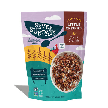 Seven Sundays Little Crispies Cereal - High Protein, Gluten-Free Kids Snack, 8 Ounce (Pack of 3), Cocoa Crunch