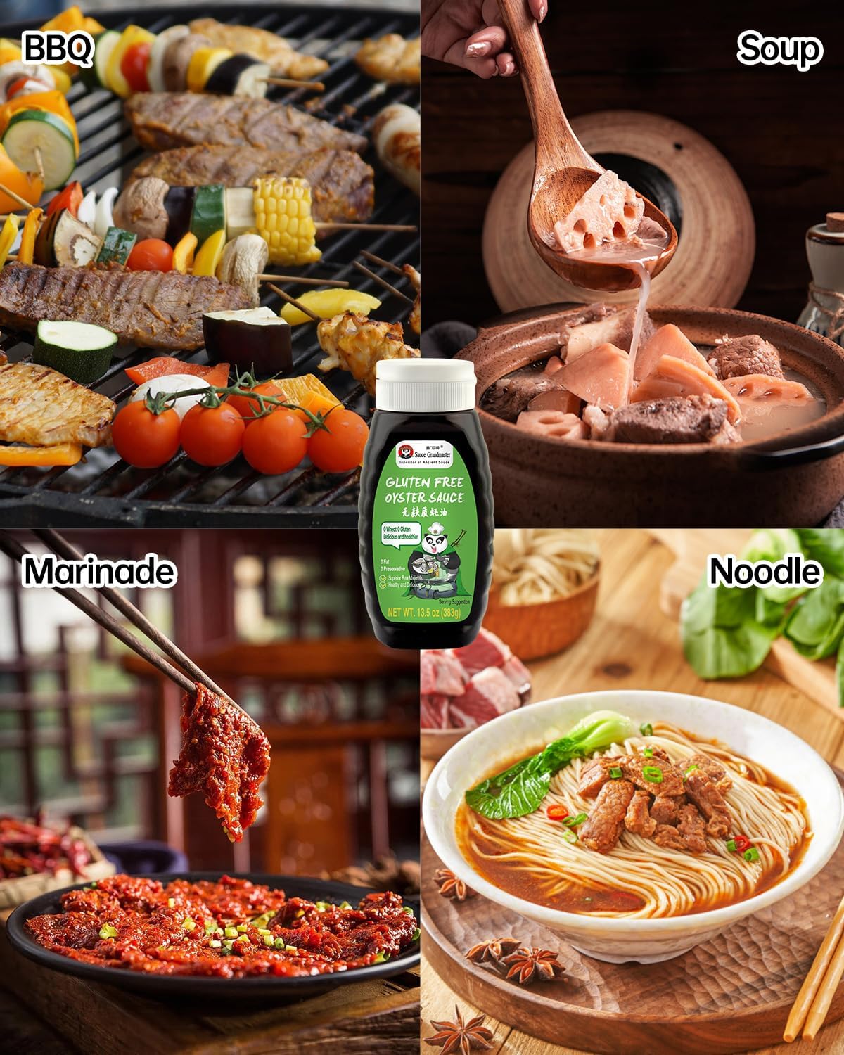 Sauce Grandmaster Pure Oyster Sauce 2 Pack - Gluten Free, Vegan, Non-GMO, 13.5 fl oz Bottles
