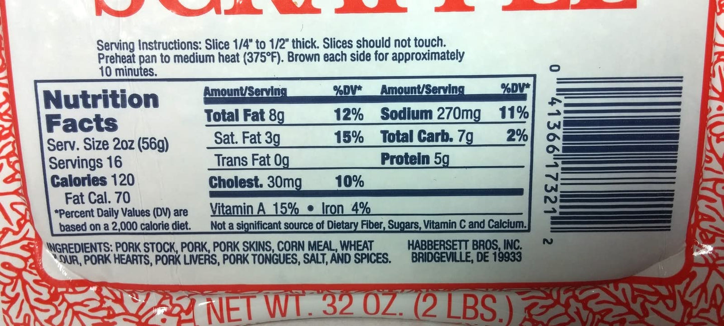 Poiget Philadelphia's Favorite Scrapple - 4 Pound Package (64 Ounce) - Delicious Breakfast Meat, Perfect for Frying or Grilling