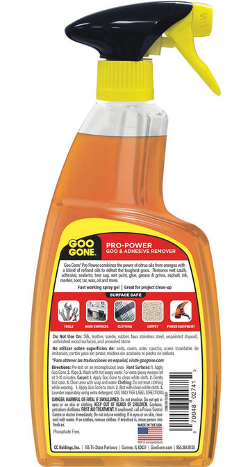 Goo Gone Pro-Power Spray Gel - 24 Ounce - Surface Safe, Great Cleaner, No Harsh Odors, Removes Stickers, Can Be Used On Tools