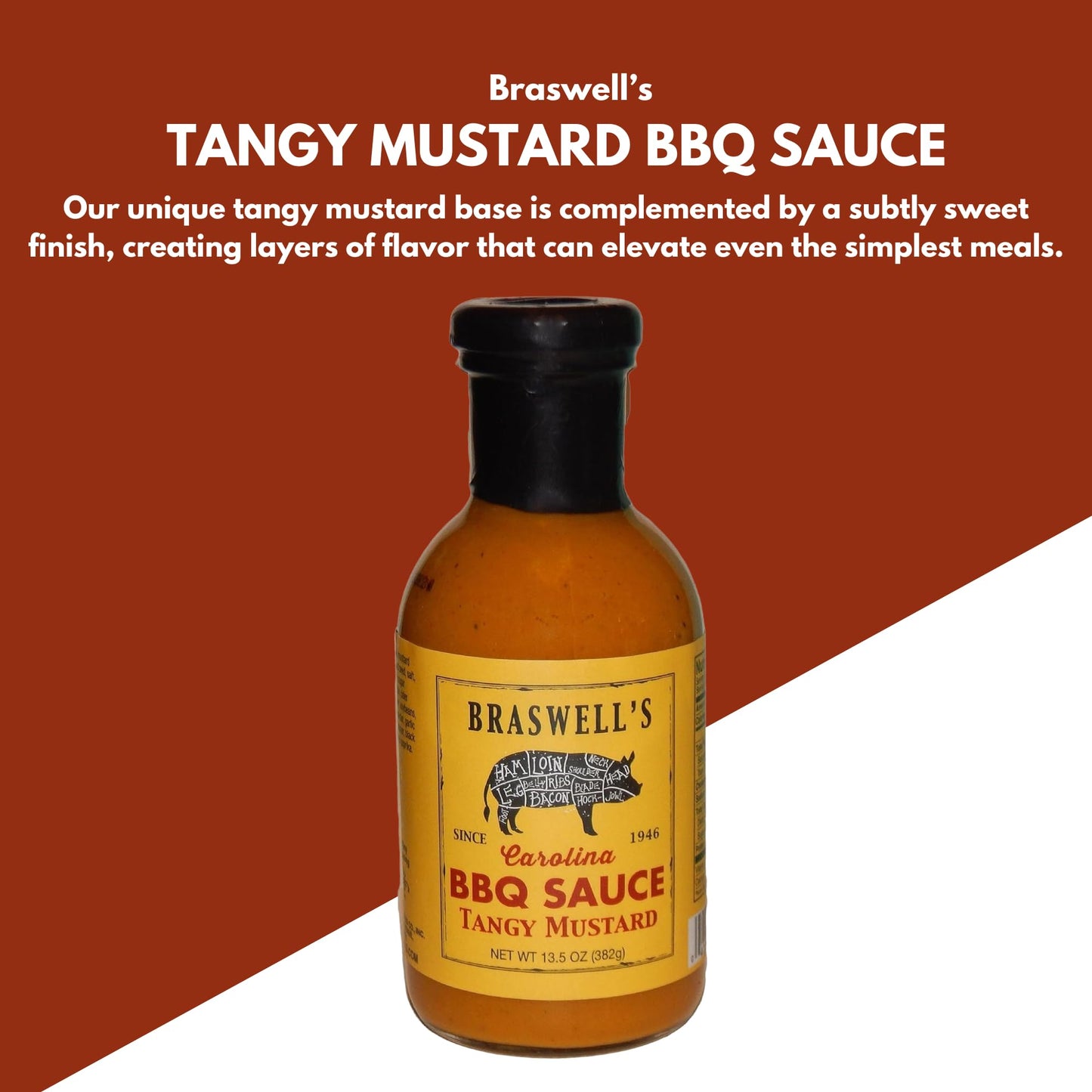 Braswell Sauce Barbeque Tangy Mustard, 13.5 Oz