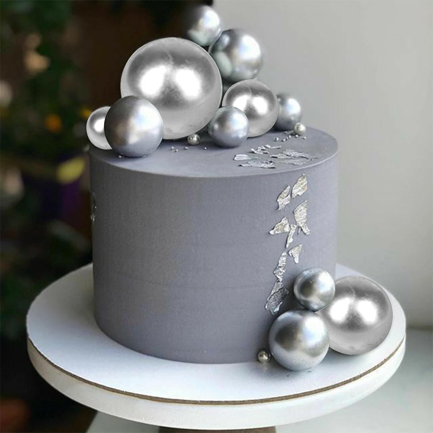 Rssta i Mini Balloon Cake Topper 30 Pack Glitter Foam Cupcake Picks Faux Pearl Silver Decorations for Birthday Wedding Party Supplies